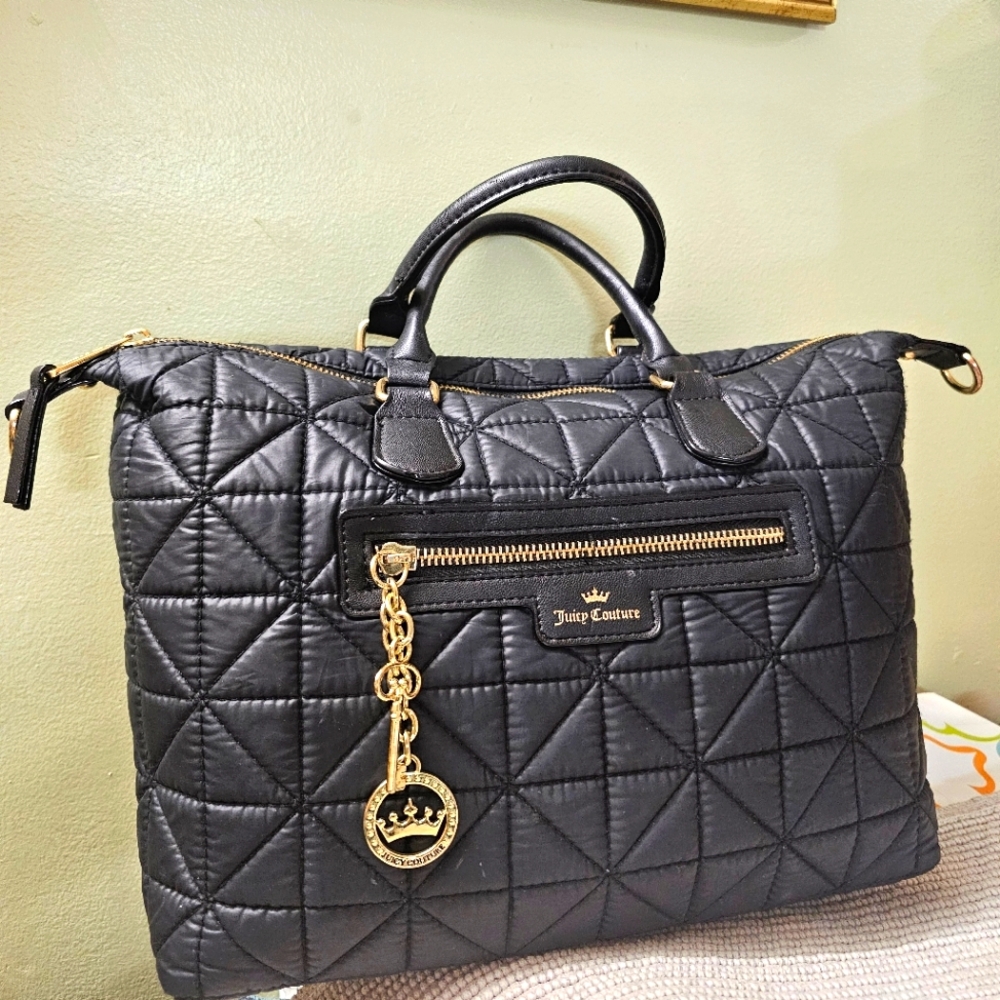 Juicy Couture Handbag Sachel Quilted Black EUC
